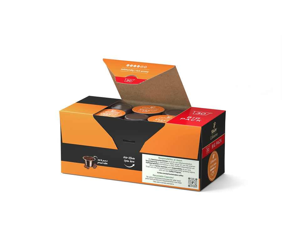 Paquet ouvert de capsules de café Cafissimo.
