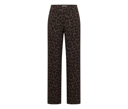 Pantalon en tissu CECIL avec imprimé léopard marron et noir sur toute la surface.