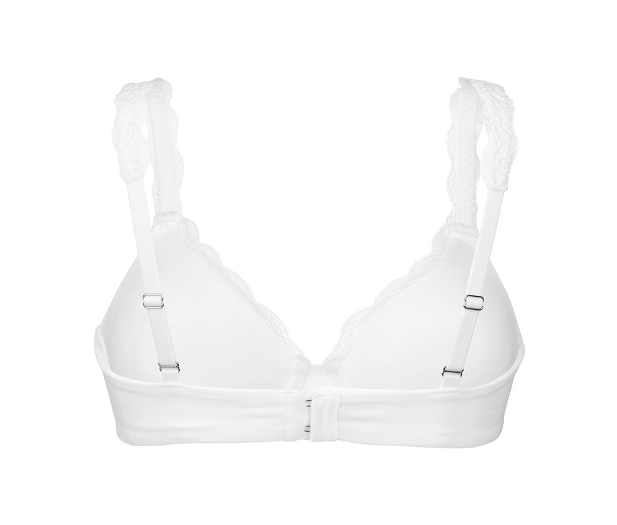 Détail du dos d'un soutien-gorge à armatures blanc.