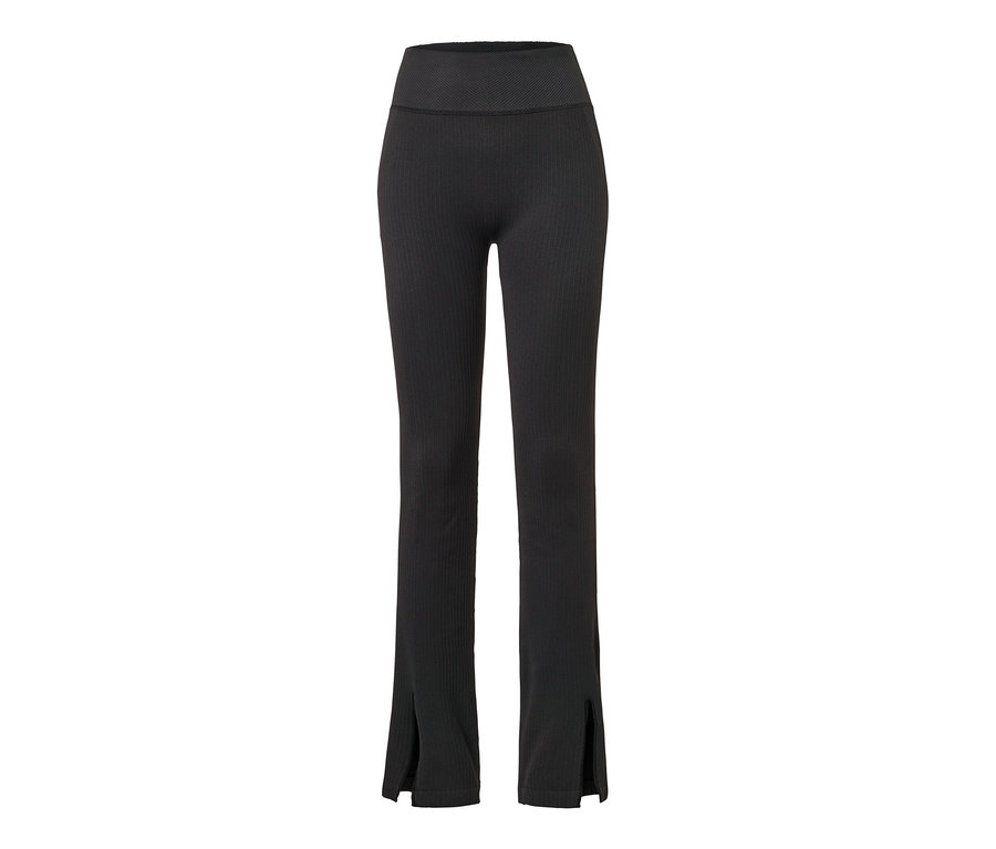 Pantalon de sport évasé sans coutures noir, avec fente.