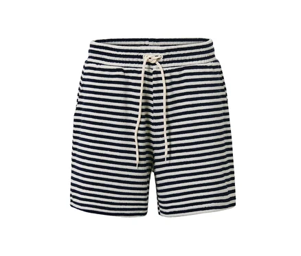 Short rayé en tissu éponge avec cordon de serrage blanc.