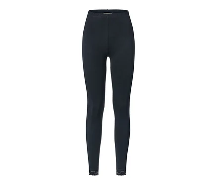 Legging noir avec bord en dentelle.