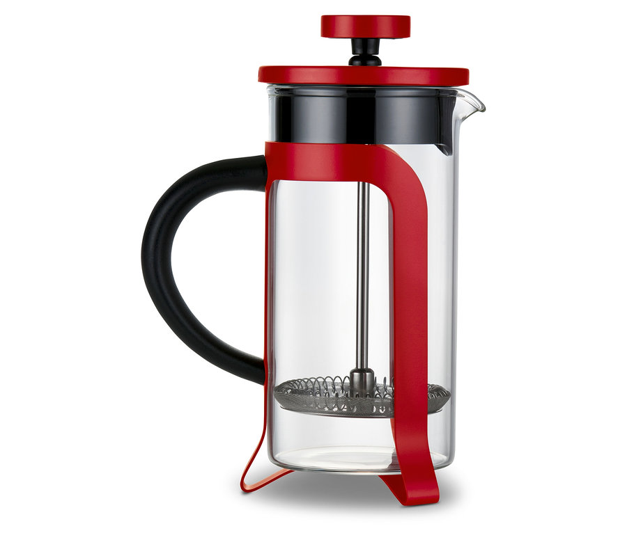 Cafetière à piston rouge de 300 ml pour 2 tasses.