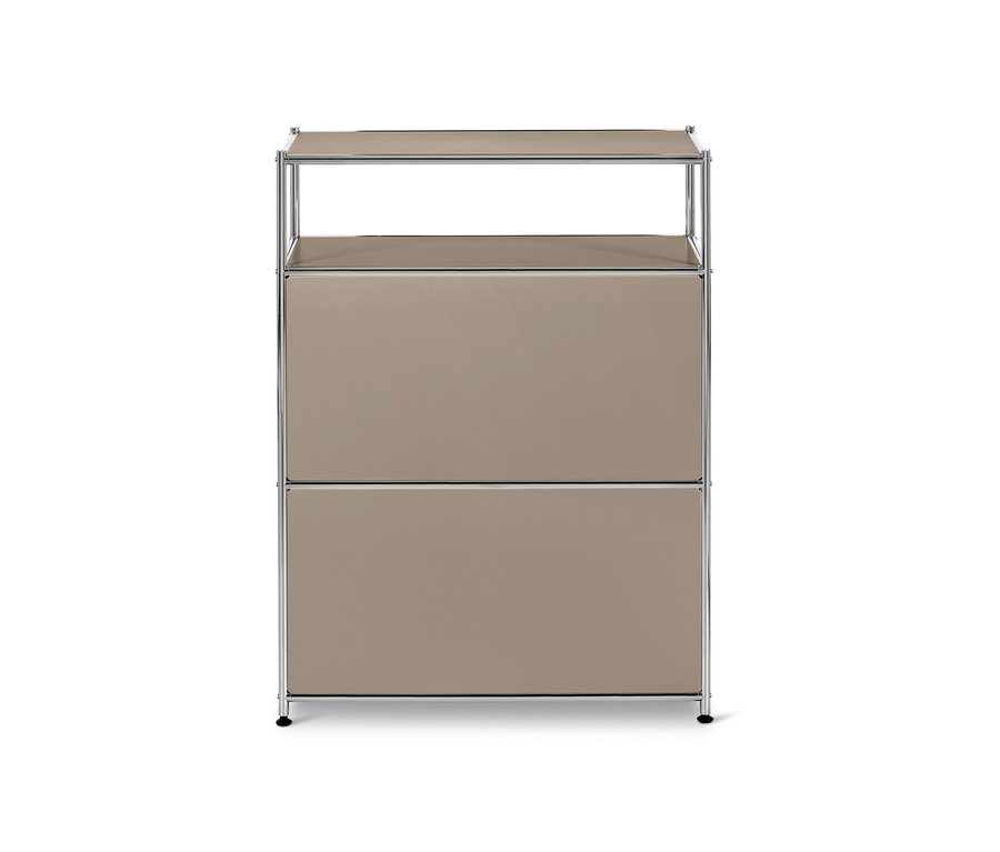 Commode en métal « CN3 » avec 2 tiroirs, taupe.
