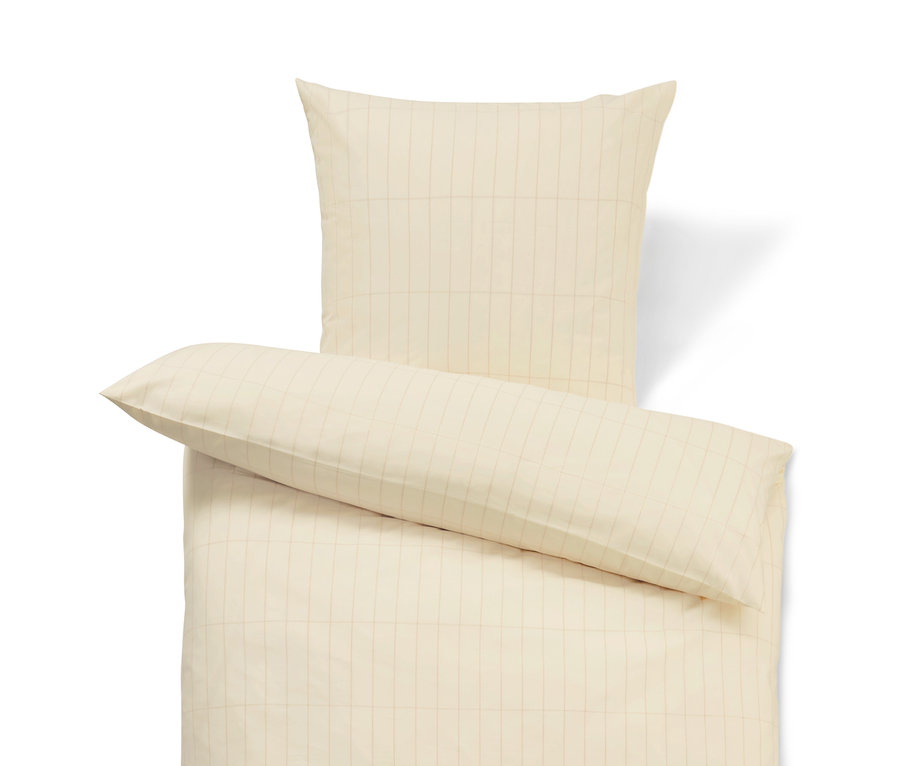 Parure de lit beige en coton premium de tailles double, standard et grande.