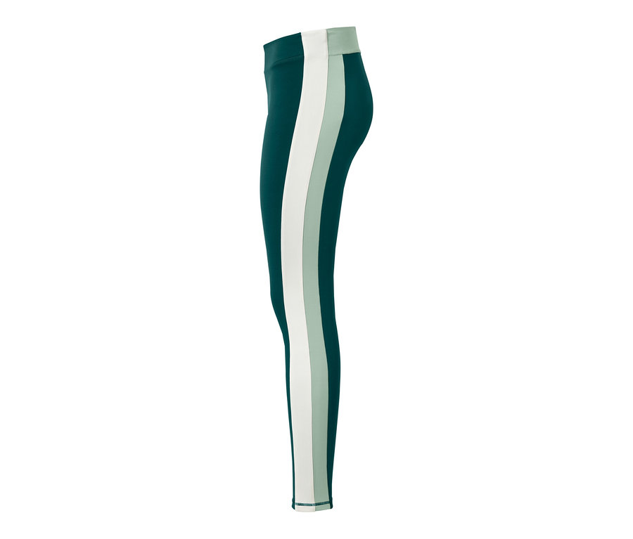 Legging de sport vert foncé avec des rayures.