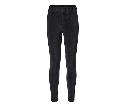 Legging noir en velours côtelé sur fond blanc.