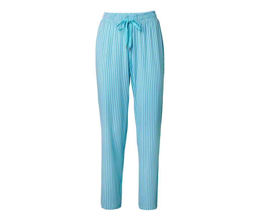 Pantalon de pyjama rayé bleu avec cordon de serrage à la taille.