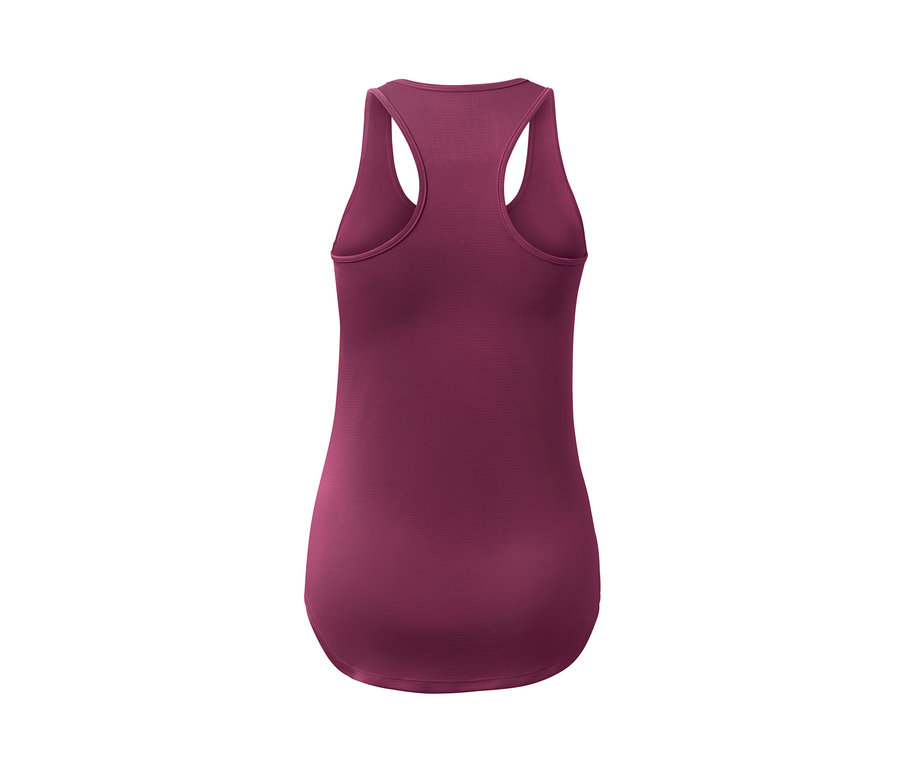 Vue arrière d'un t-shirt de sport à manches courtes 2 en 1 rose vif.