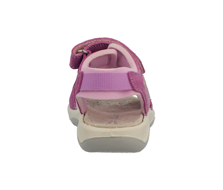 Vue arrière d'une sandale rose Lurchi.