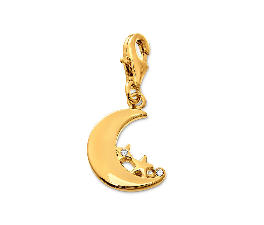 Ensemble de breloques dorées Lune et Étoiles avec fermoir mousqueton.