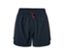 Short de bain bleu foncé avec cordon de serrage rouge.