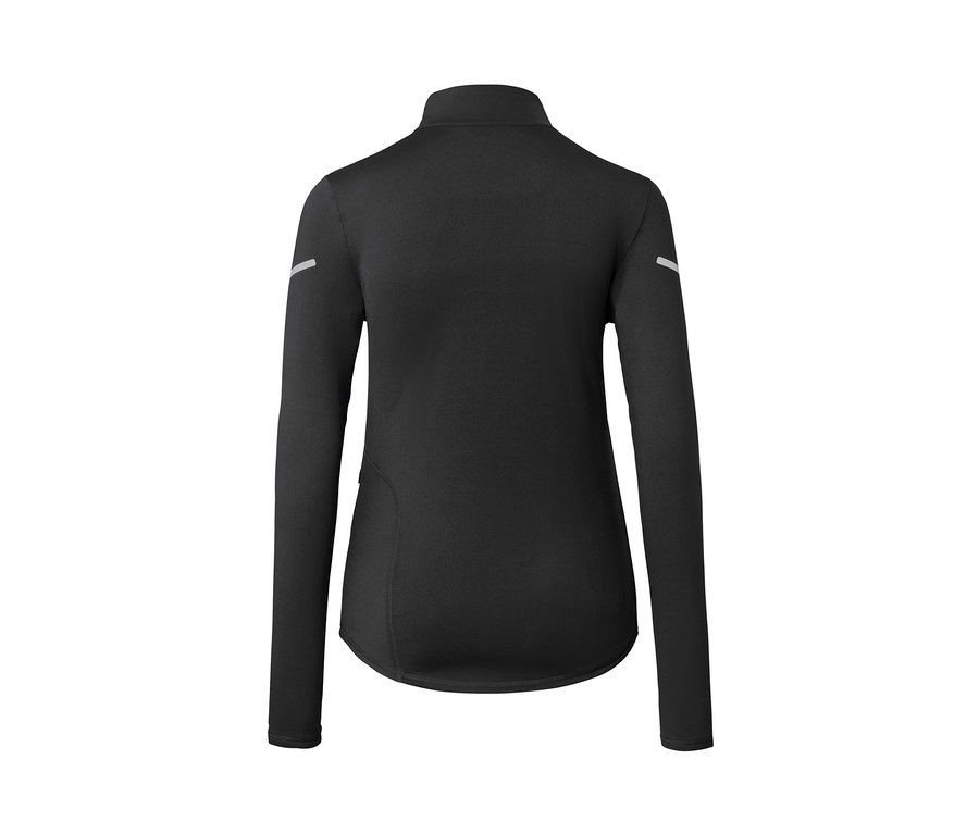 Vue détaillée de l'arrière d'un t-shirt technique thermique noir.