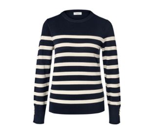 Pull en maille fine rayé, bleu foncé