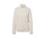 Veste de sport coupe-vent crème avec fermeture éclair sur le devant.