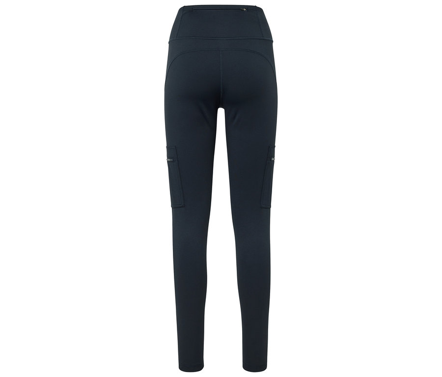 Leggings bleu foncé avec poches sur les cuisses, vue de dos.