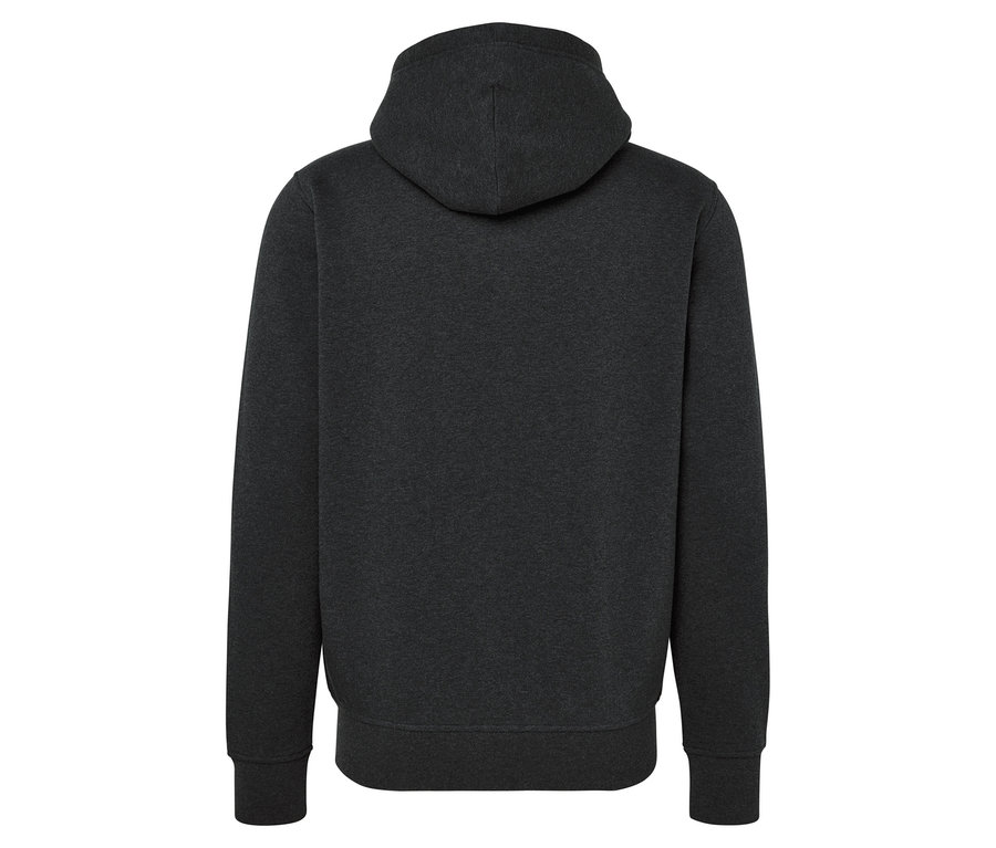Vue arrière d'un sweat à capuche gris foncé.