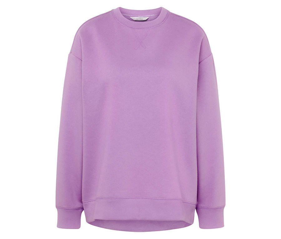 Sweat-shirt violet à manches longues.