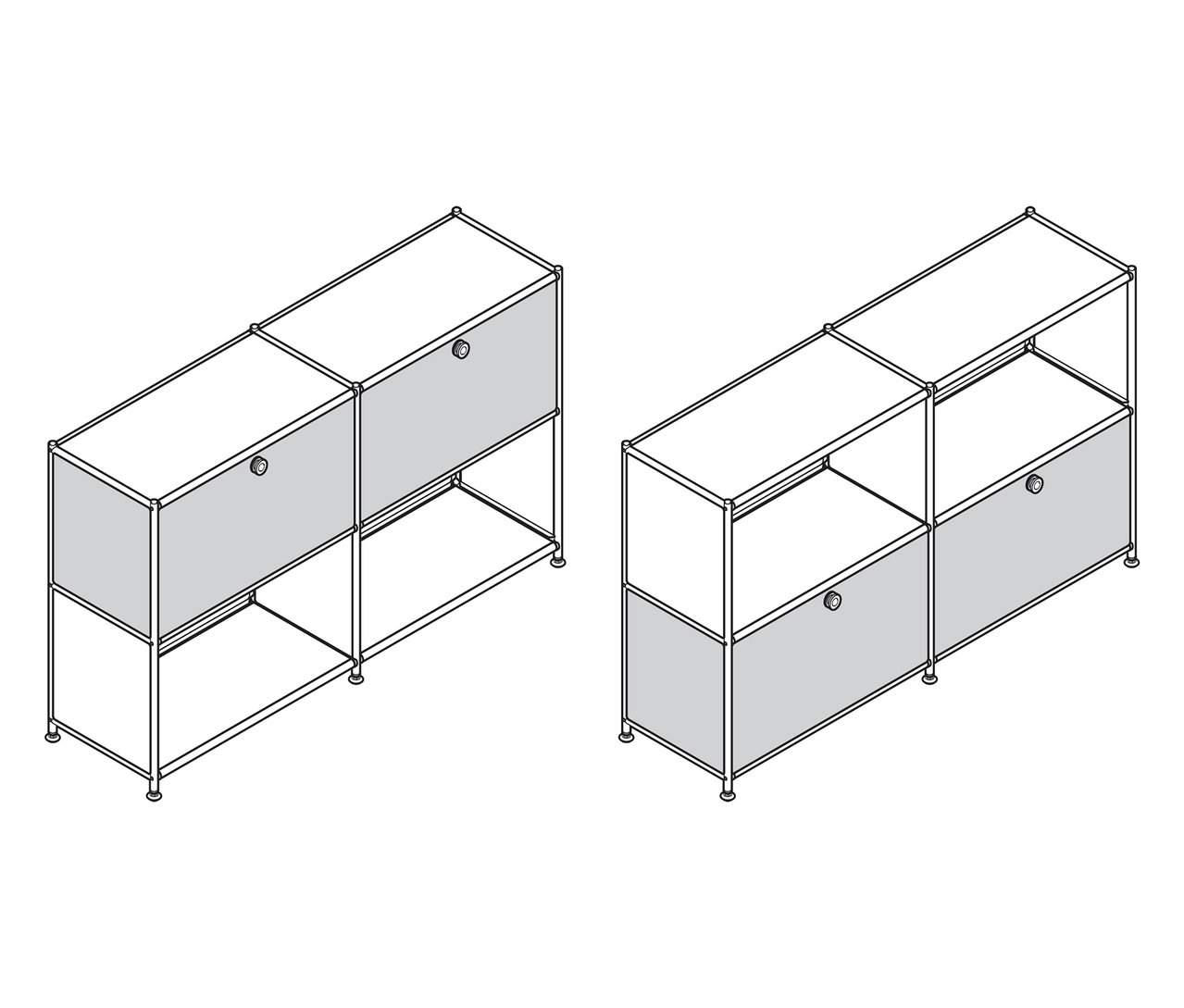 Deux buffets en métal « CN3 » à 2 abattants amovibles chacun.