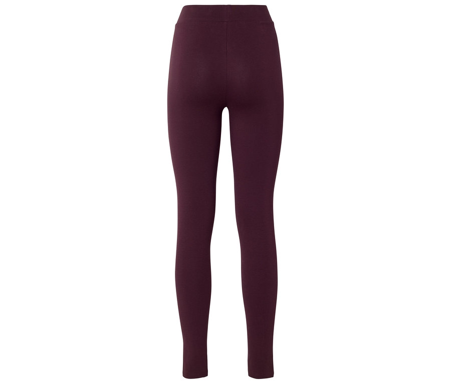 Vue arrière d'un legging taille haute couleur aubergine.