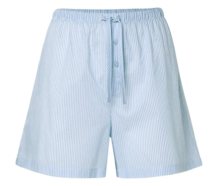 Short rayé bleu clair avec fermeture boutonnée.
