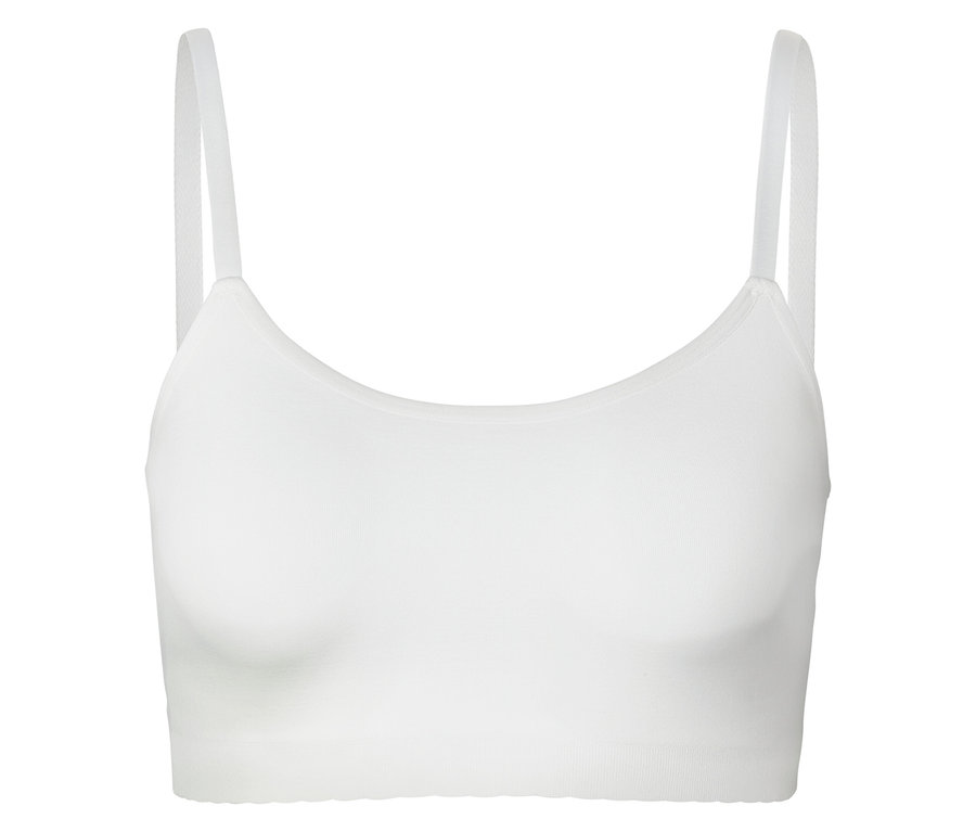 Bustier blanc à fines bretelles.