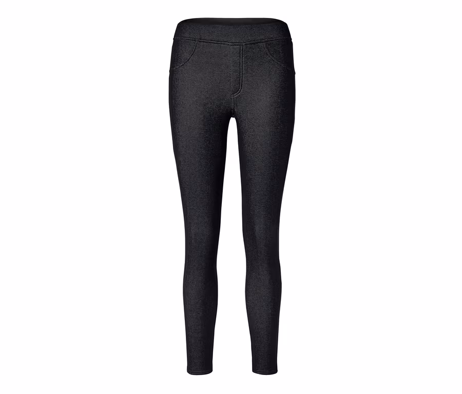 Legging doublé à l’aspect jean, denim noir.