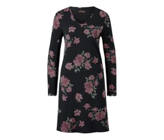 Noir avec imprimé floral intégral<br>Dentelle noire<br>Nœud rose