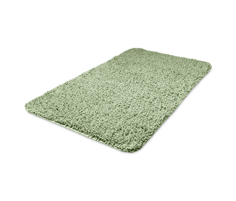 Tapis de bain vert, recyclé, d'environ 70 x 120 cm.