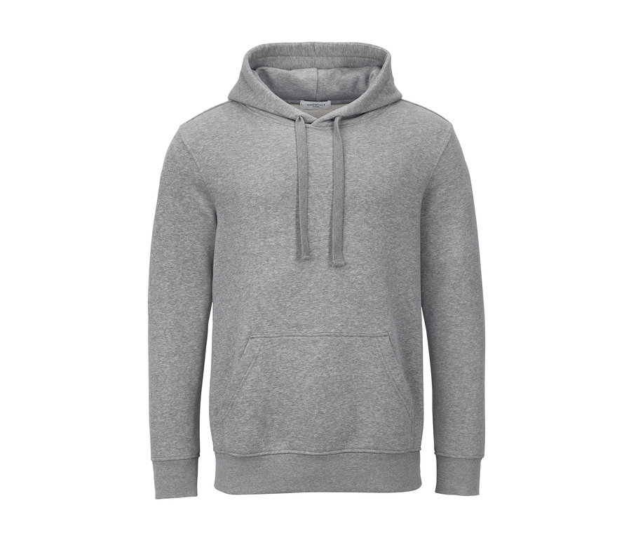 Un sweat-shirt à capuche gris.