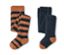 2 paires de collants thermiques, bleu - 1x bleu, 1x bleu-marron à rayures