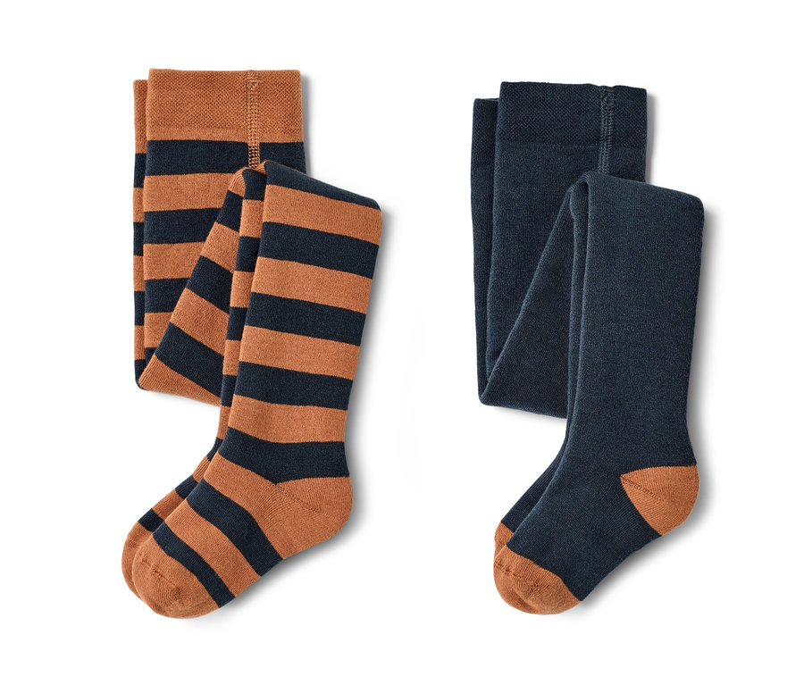 Deux paires de collants thermiques bleus.