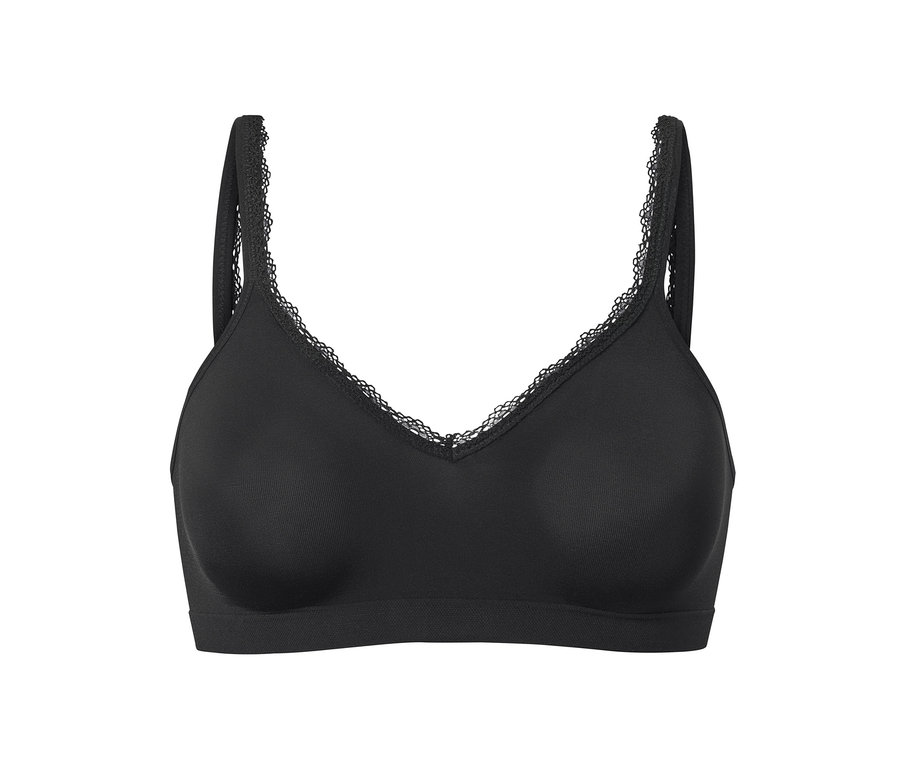 Soutien-gorge doux sans coutures noir avec dentelle.