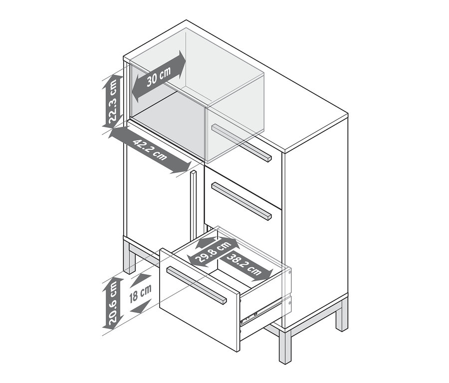 Dimensions du meuble de rangement de salle de bain »Eklund« en anthracite.