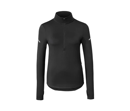 T-shirt technique thermique noir à manches longues et fermeture éclair au col.