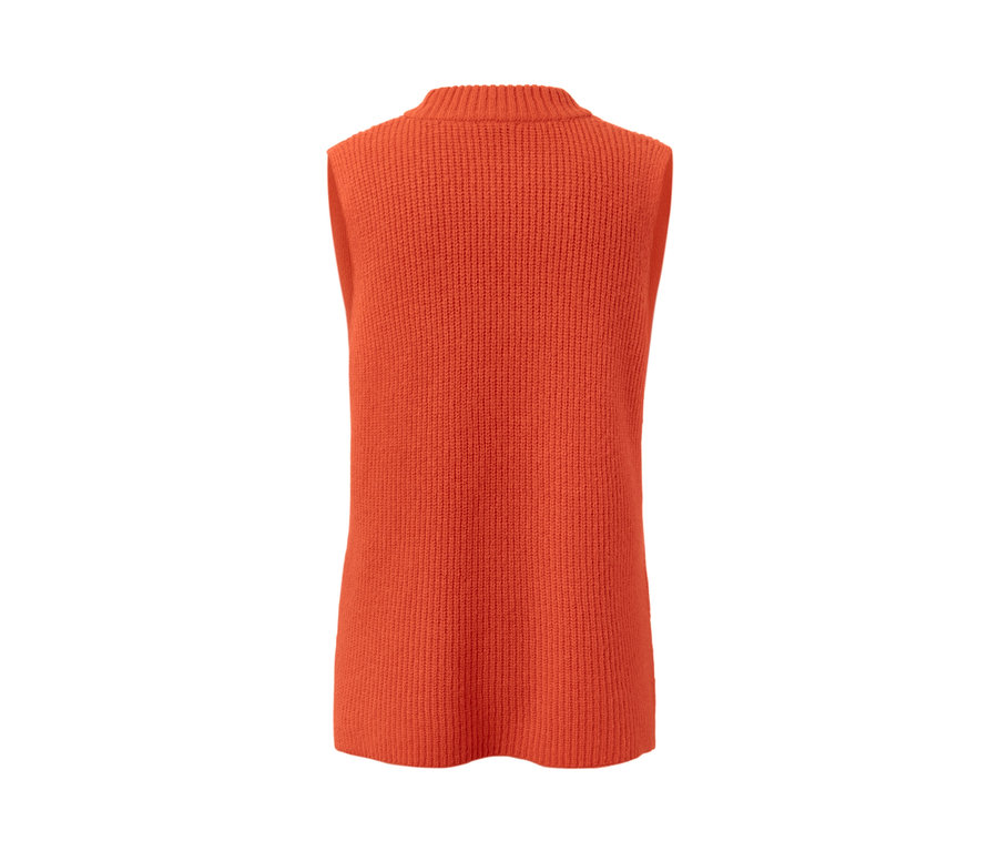 Pull sans manches en maille orange.