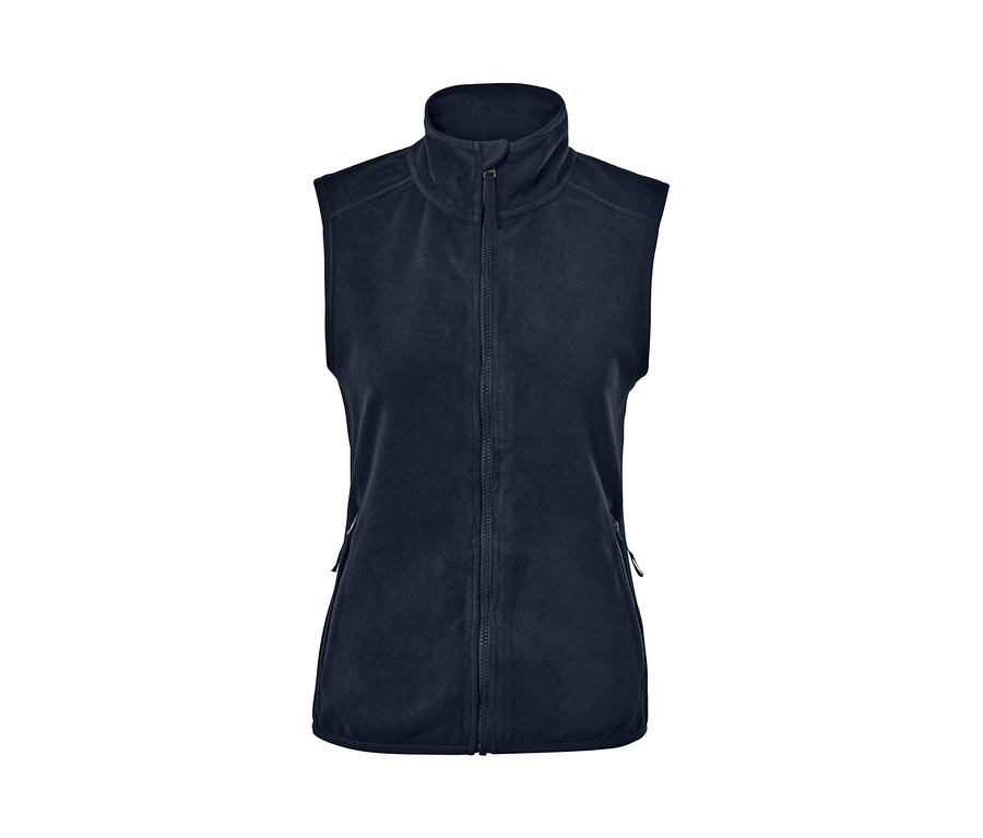 Un gilet sans manches en polaire bleu marine.