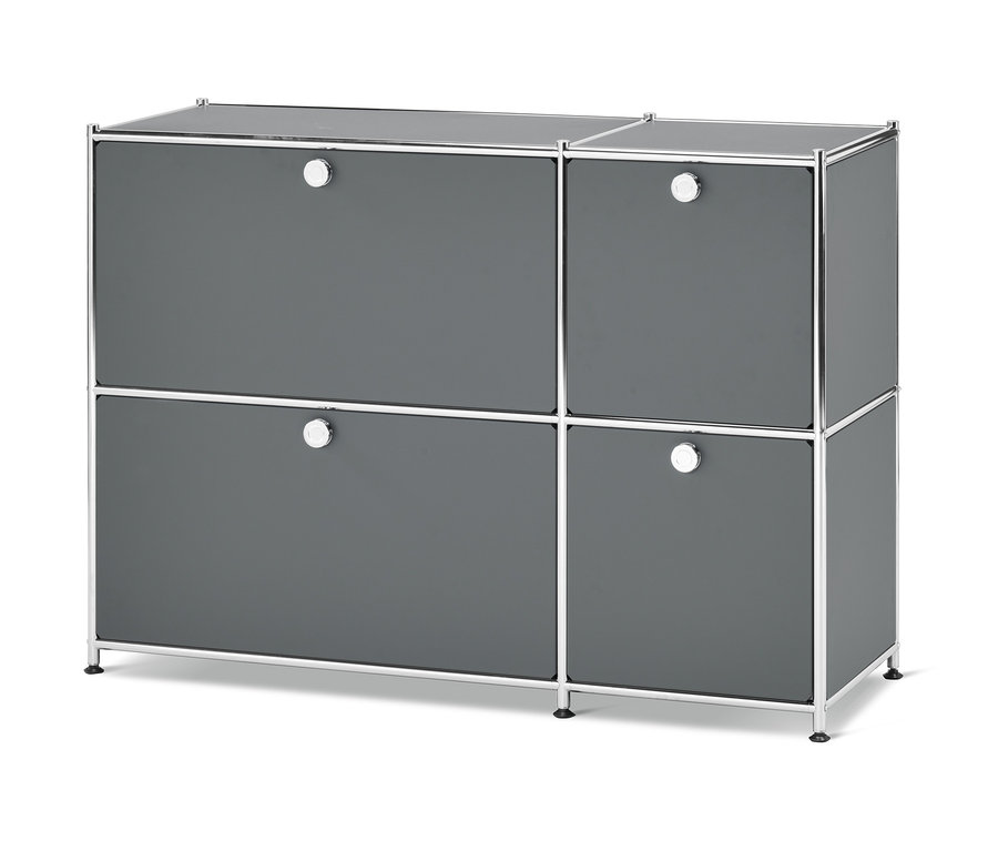 Buffet bas « CN3 » gris avec 4 abattants.