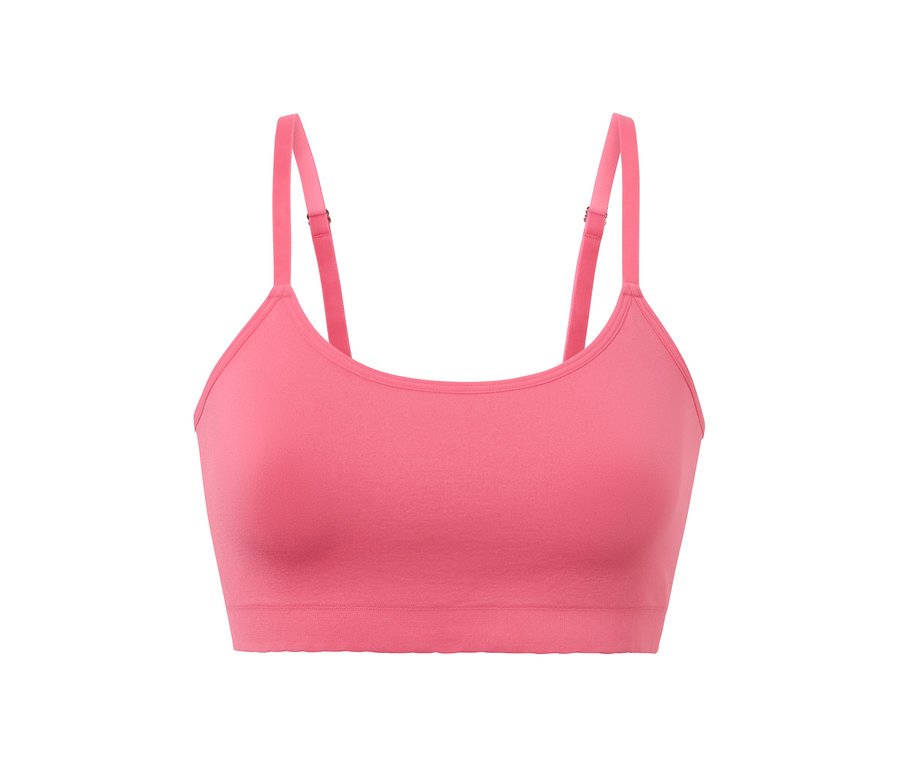 Brassière sans coutures rose vif avec dentelle.