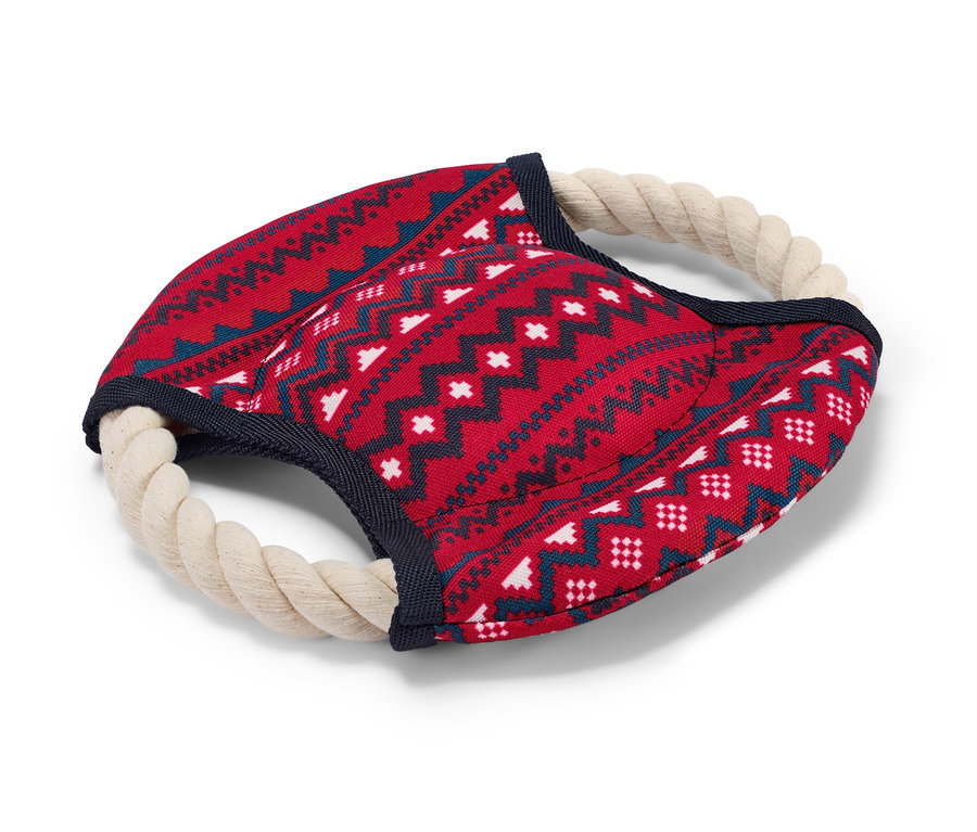 Jouet en corde rouge pour chien avec motif