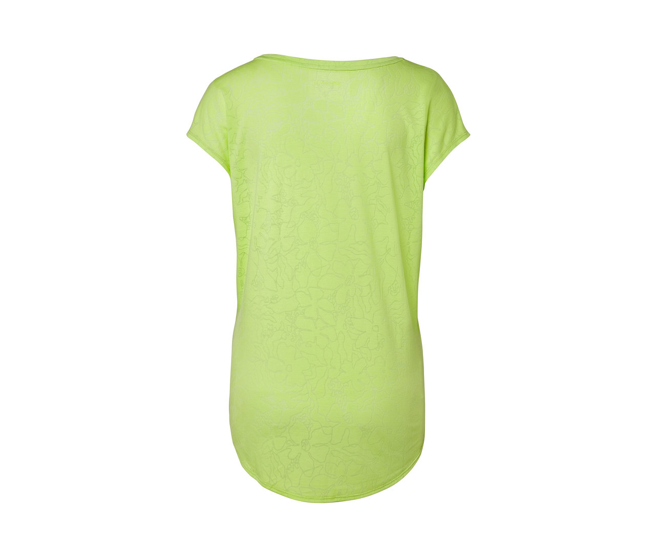 Vue arrière d'un t-shirt de sport vert citron.