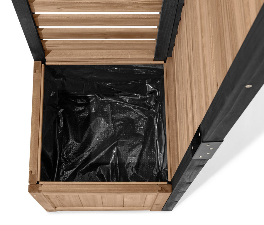 Vue détaillée du module de pare-vue avec jardinière »Elin« avec insert noir.