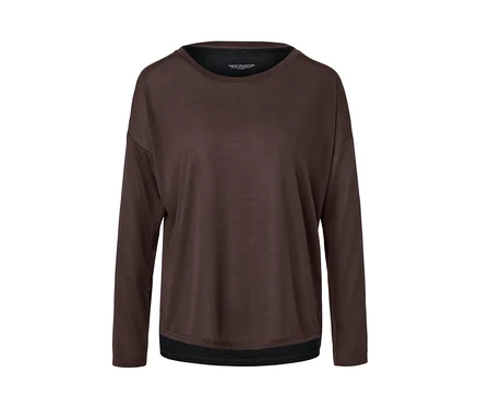 T-shirt de sport 2 en 1 marron à manches longues.