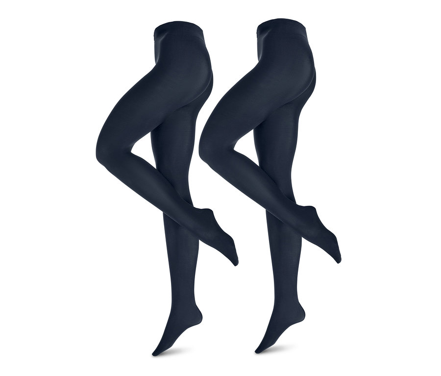Deux paires de collants fins bleu marine, 80 DEN.