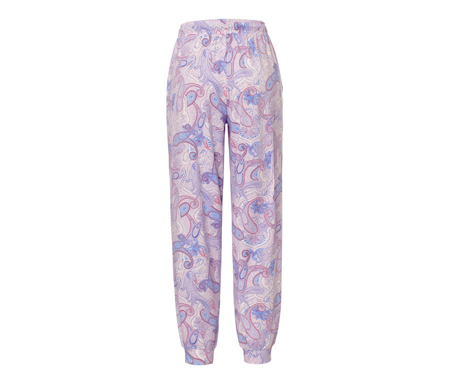 Pantalon de pyjama violet à motif floral.