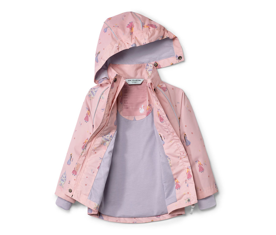 Veste de pluie ouverte pour enfant avec motif princesse.