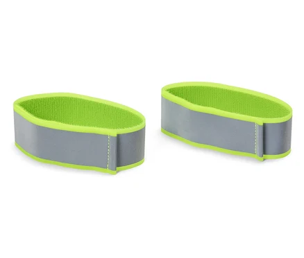 Deux bandes réfléchissantes grises avec bordure vert néon.