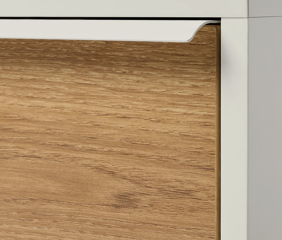 Détail d'un tiroir du banc coffre »LEEG« avec 2 tiroirs.