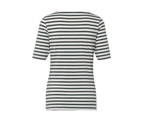 T-shirt à rayures vertes à manches courtes.