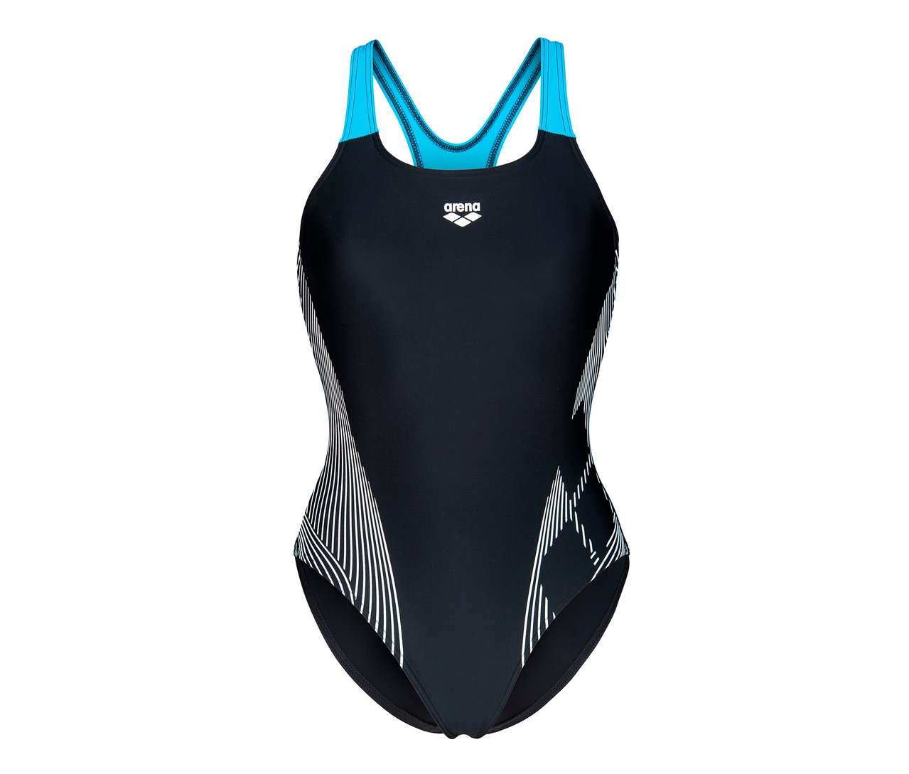 Maillot de bain pour femme Swim Pro Back Bustier Lily arena Feel, NOIR-TURQUOISE.